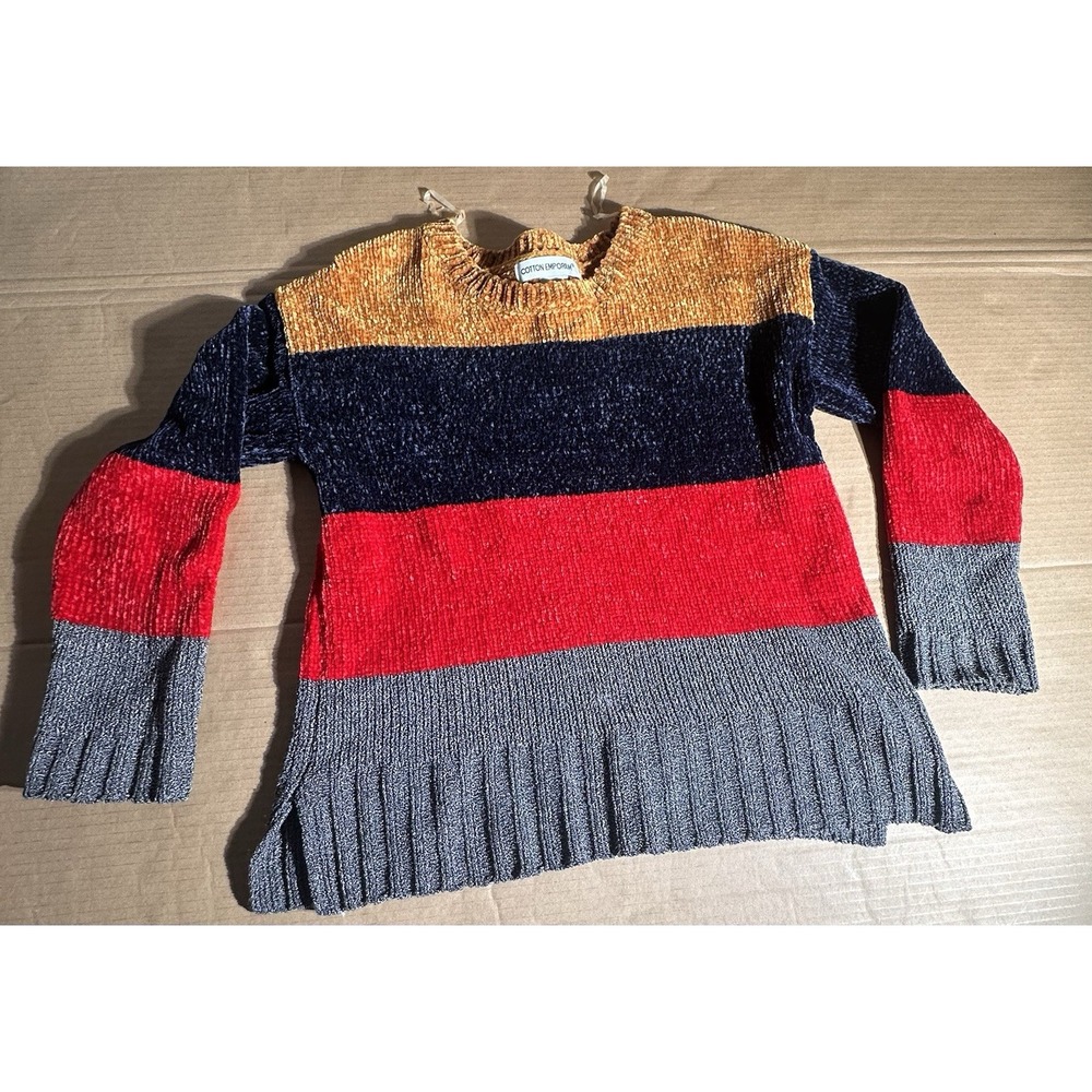 Free Valley Color Block Patchwork Vintage Knit Sweater Women's Size Medium